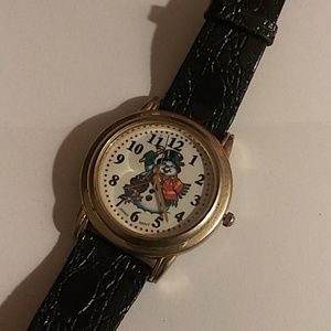 Black Leather Designer Watch Snowman Winter